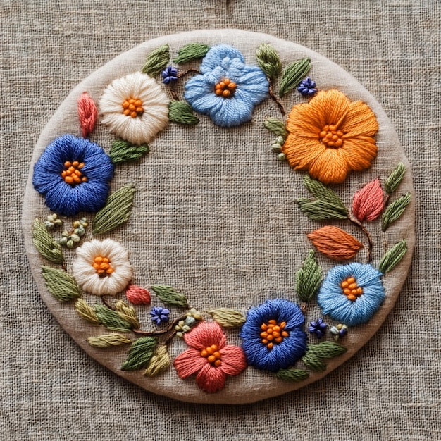 embroidery hoop with floral pattern